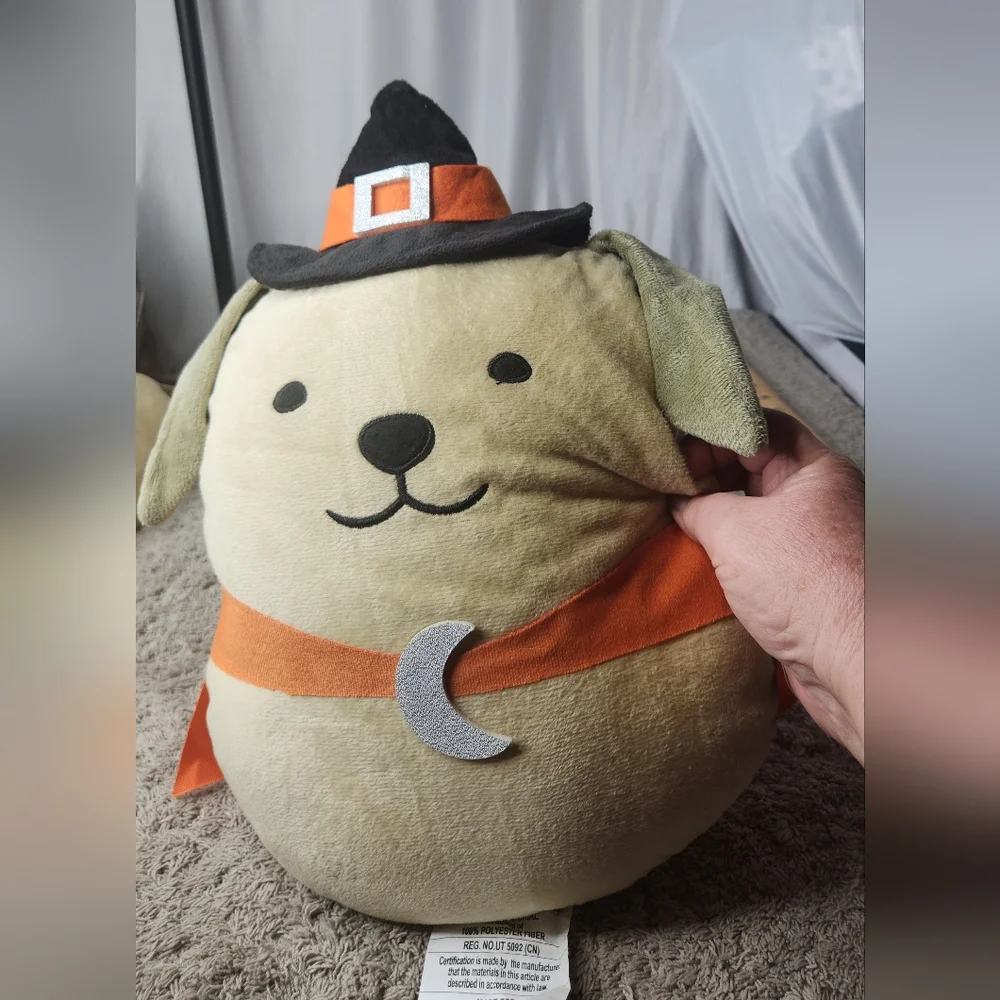 Plush Puppy Halloween Witch Hat Plush - Cream & Orange
